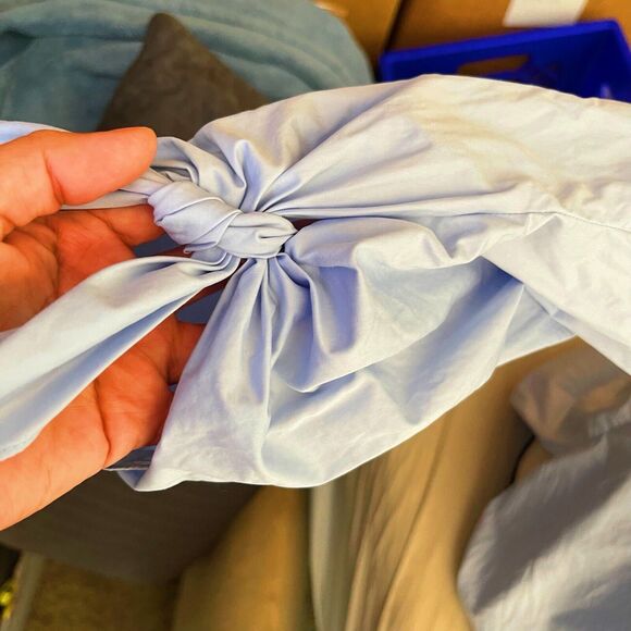 Tibi Blouse Size 0 Chambray Off Shoulder Bohowestern Rodeo Coastal Grandmacore - Picture 7 of 12